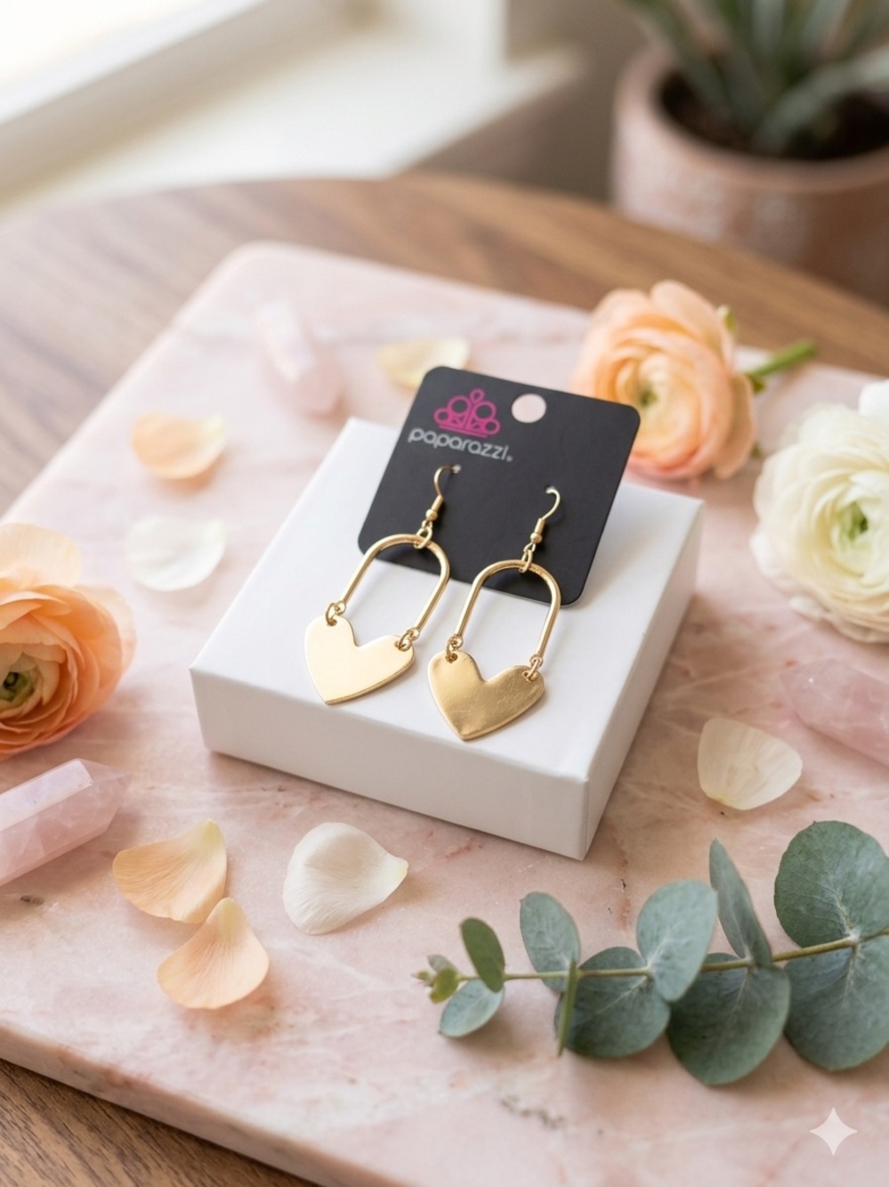 paparazzi Gold Heart Arch Drop Earrings